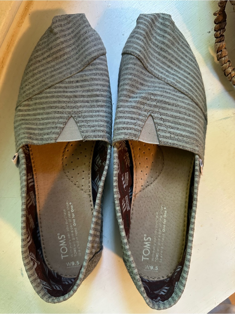 TOMS Women’s Movember Slip On Flats in Light Gray Stripe